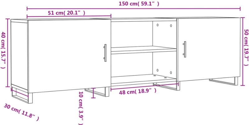 ΈΠΙΠΛΟ ΤΗΛΕΟΡΑΣΗΣ ΓΚΡΙ ΣΚΥΡΟΔΕΜΑΤΟΣ 150X30X50 ΕΚ. ΕΠΕΞ. ΞΥΛΟ 829120