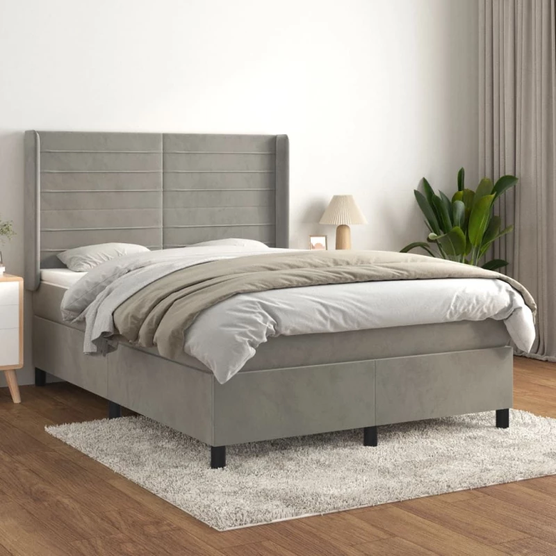 ΚΡΕΒΑΤΙ BOXSPRING ΜΕ ΣΤΡΩΜΑ ΑΝΟΙΧΤΟ ΓΚΡΙ 140X190 ΕΚ. ΒΕΛΟΥΔΙΝΟ 3132735