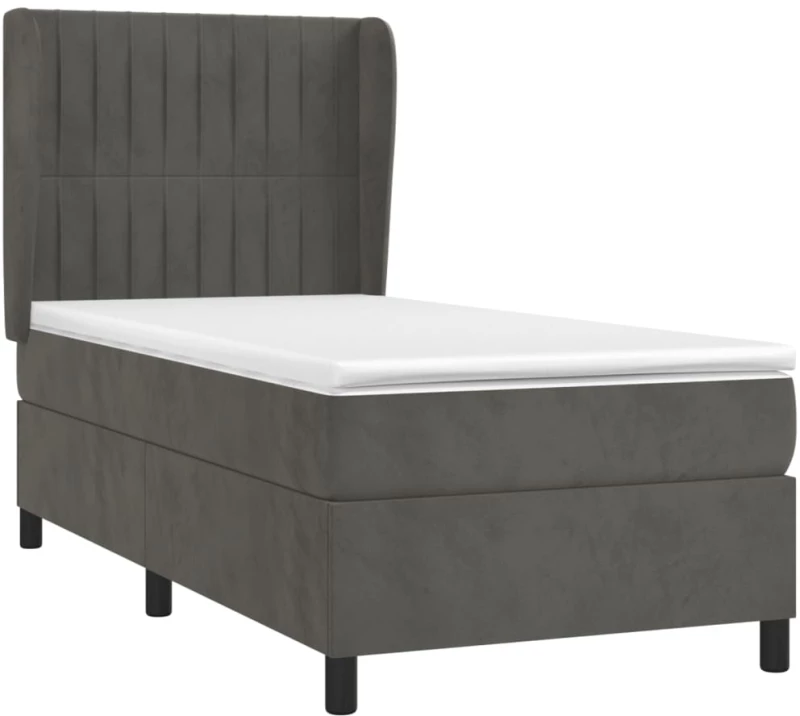ΚΡΕΒΑΤΙ BOXSPRING ΜΕ ΣΤΡΩΜΑ ΣΚΟΥΡΟ ΓΚΡΙ 90X200 ΕΚ. ΒΕΛΟΥΔΙΝΟ 3129310