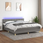 ΚΡΕΒΑΤΙ BOXSPRING ΜΕ ΣΤΡΩΜΑ & LED ΣΚ.ΓΚΡΙ 160X200 ΕΚ ΥΦΑΣΜΑΤΙΝΟ 3133726
