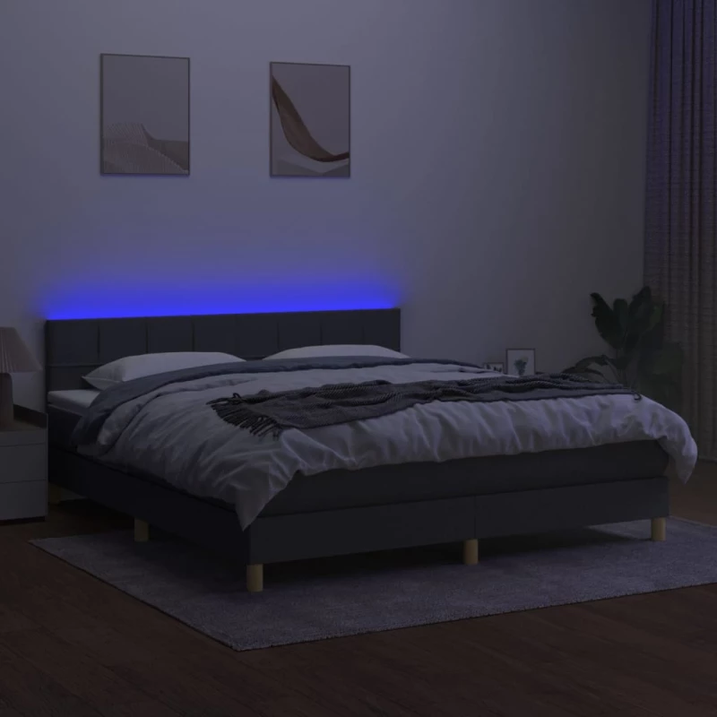 ΚΡΕΒΑΤΙ BOXSPRING ΜΕ ΣΤΡΩΜΑ & LED ΣΚ.ΓΚΡΙ 160X200 ΕΚ ΥΦΑΣΜΑΤΙΝΟ 3133726