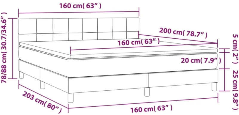 ΚΡΕΒΑΤΙ BOXSPRING ΜΕ ΣΤΡΩΜΑ & LED ΣΚ.ΓΚΡΙ 160X200 ΕΚ ΥΦΑΣΜΑΤΙΝΟ 3133726