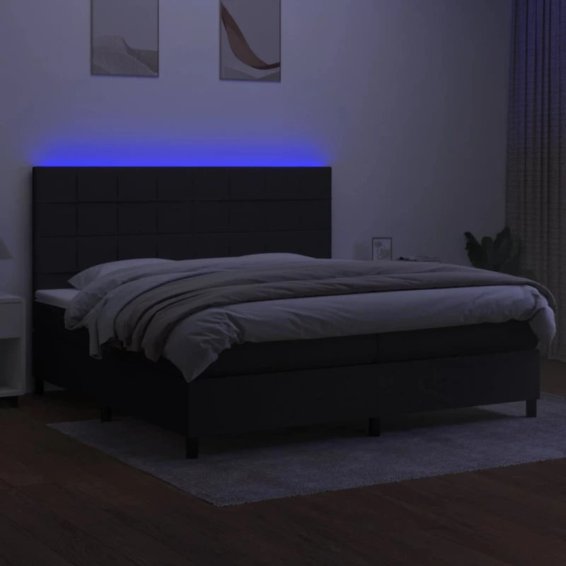 ΚΡΕΒΑΤΙ BOXSPRING ΜΕ ΣΤΡΩΜΑ & LED ΜΑΥΡΟ 200X200 ΕΚ. ΥΦΑΣΜΑΤΙΝΟ 3134903