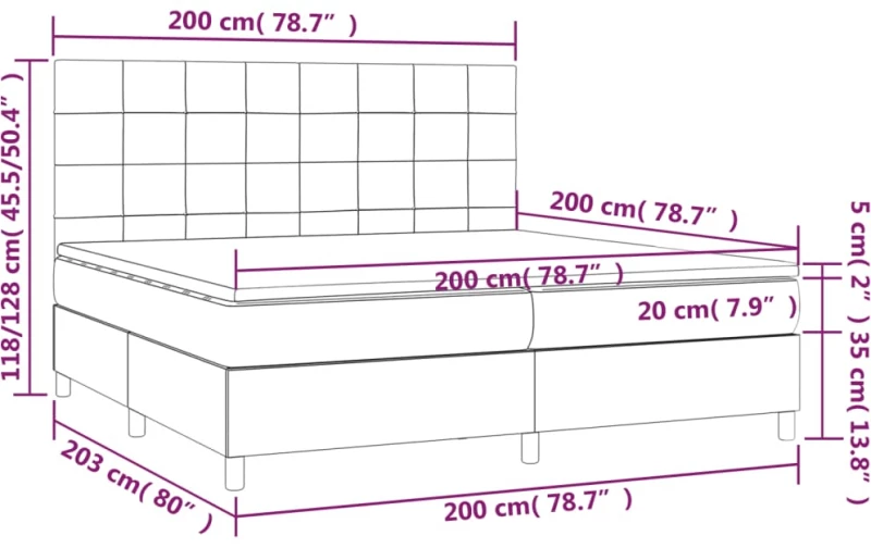 ΚΡΕΒΑΤΙ BOXSPRING ΜΕ ΣΤΡΩΜΑ & LED ΜΑΥΡΟ 200X200 ΕΚ. ΥΦΑΣΜΑΤΙΝΟ 3134903