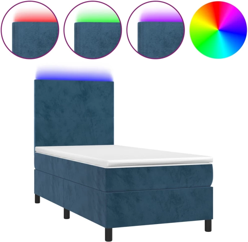 ΚΡΕΒΑΤΙ BOXSPRING ΜΕ ΣΤΡΩΜΑ & LED ΣΚ. ΜΠΛΕ 90X200 ΕΚ. ΒΕΛΟΥΔΙΝΟ 3135985