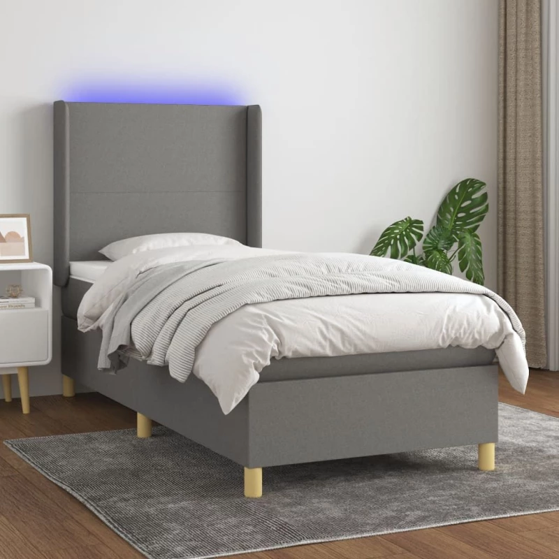 ΚΡΕΒΑΤΙ BOXSPRING ΜΕ ΣΤΡΩΜΑ & LED ΣΚ.ΓΚΡΙ 100X200 ΕΚ ΥΦΑΣΜΑΤΙΝΟ 3138694
