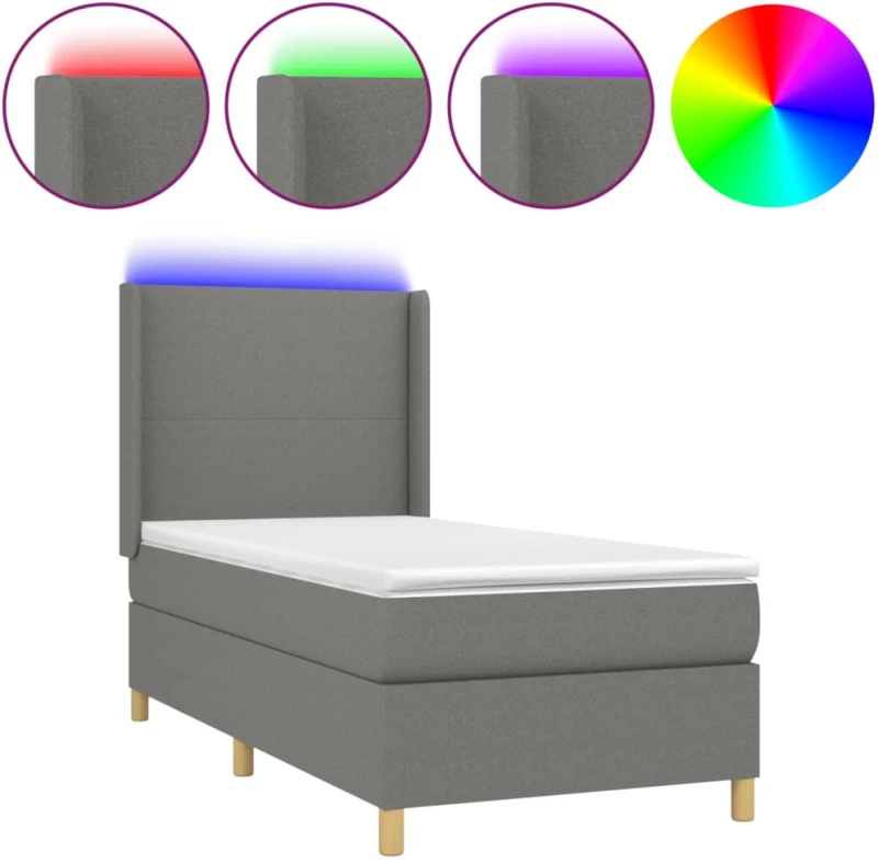 ΚΡΕΒΑΤΙ BOXSPRING ΜΕ ΣΤΡΩΜΑ & LED ΣΚ.ΓΚΡΙ 100X200 ΕΚ ΥΦΑΣΜΑΤΙΝΟ 3138694