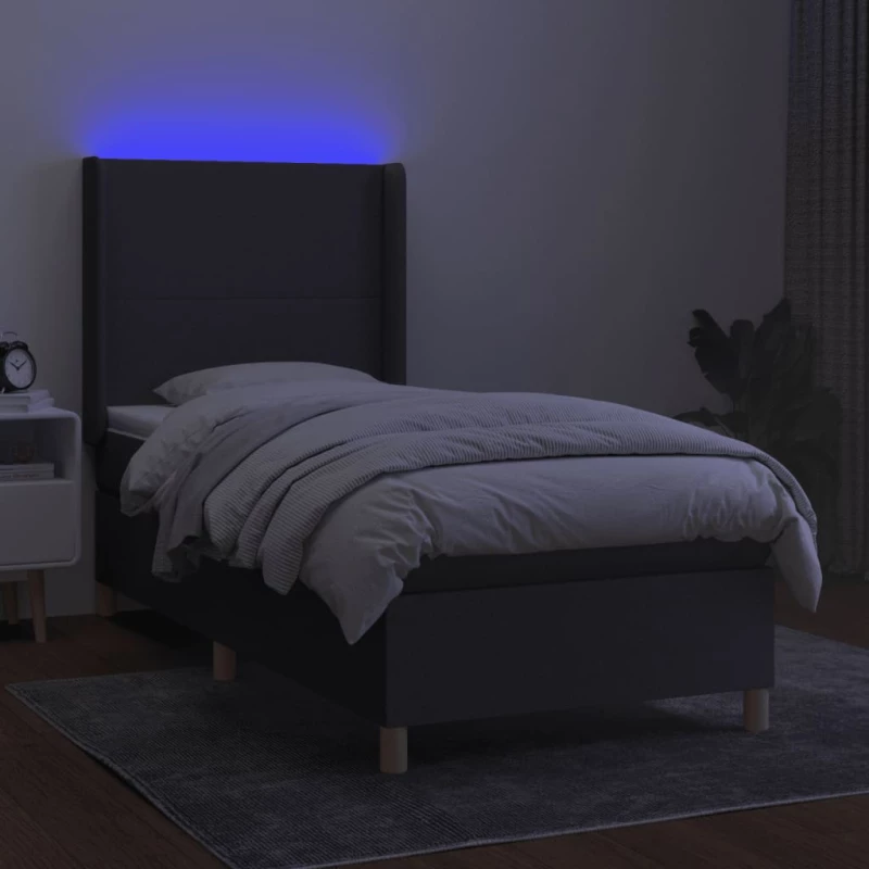 ΚΡΕΒΑΤΙ BOXSPRING ΜΕ ΣΤΡΩΜΑ & LED ΣΚ.ΓΚΡΙ 100X200 ΕΚ ΥΦΑΣΜΑΤΙΝΟ 3138694
