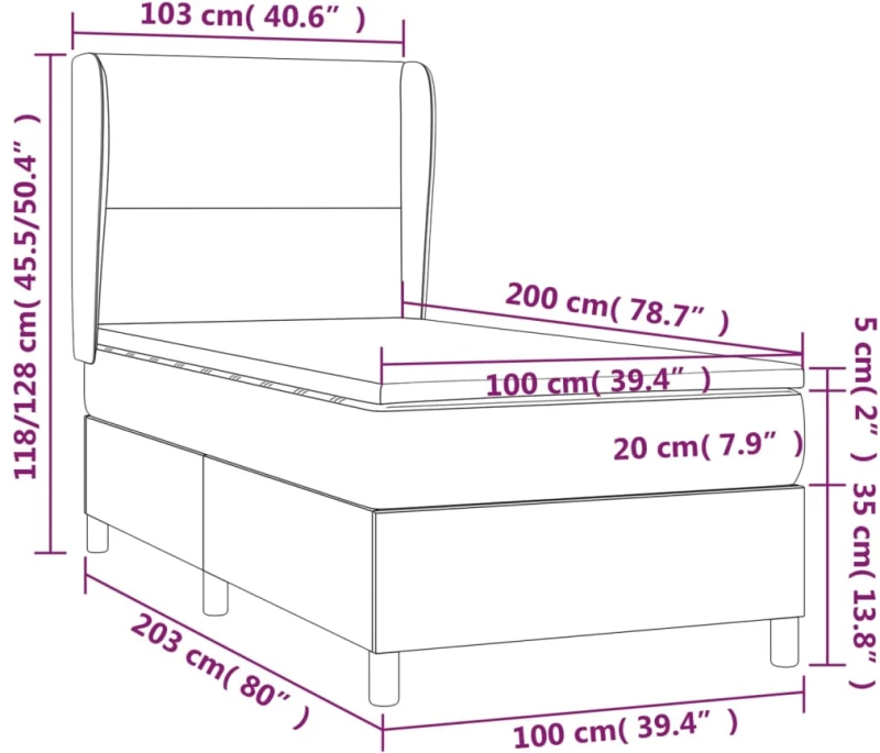 ΚΡΕΒΑΤΙ BOXSPRING ΜΕ ΣΤΡΩΜΑ & LED ΣΚ.ΓΚΡΙ 100X200 ΕΚ ΥΦΑΣΜΑΤΙΝΟ 3138694