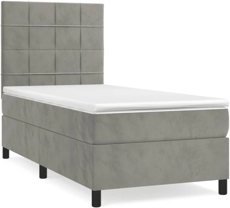 ΚΡΕΒΑΤΙ BOXSPRING ΜΕ ΣΤΡΩΜΑ ΑΝΟΙΧΤΟ ΓΚΡΙ 90X200 ΕΚ. ΒΕΛΟΥΔΙΝΟ 3143001