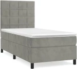 ΚΡΕΒΑΤΙ BOXSPRING ΜΕ ΣΤΡΩΜΑ ΑΝΟΙΧΤΟ ΓΚΡΙ 90X200 ΕΚ. ΒΕΛΟΥΔΙΝΟ 3143001