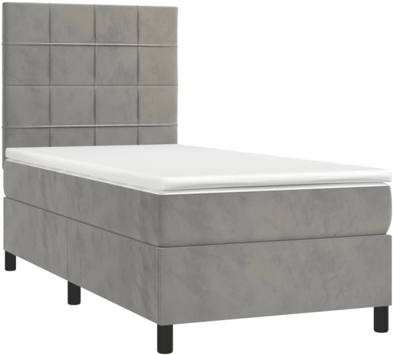ΚΡΕΒΑΤΙ BOXSPRING ΜΕ ΣΤΡΩΜΑ ΑΝΟΙΧΤΟ ΓΚΡΙ 90X200 ΕΚ. ΒΕΛΟΥΔΙΝΟ 3143001