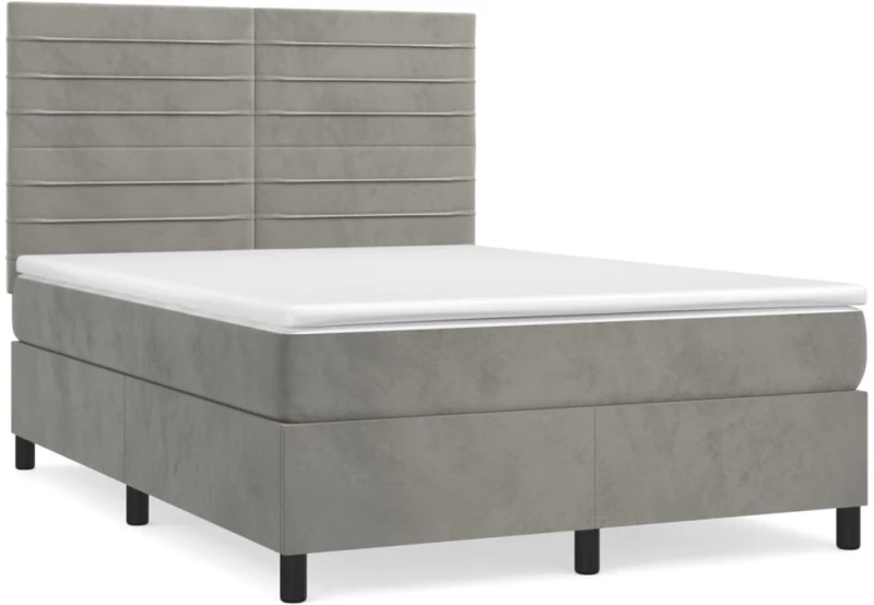ΚΡΕΒΑΤΙ BOXSPRING ΜΕ ΣΤΡΩΜΑ ΑΝΟΙΧΤΟ ΓΚΡΙ 140X200 ΕΚ. ΒΕΛΟΥΔΙΝΟ 3143085