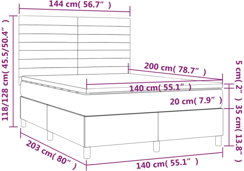 ΚΡΕΒΑΤΙ BOXSPRING ΜΕ ΣΤΡΩΜΑ ΑΝΟΙΧΤΟ ΓΚΡΙ 140X200 ΕΚ. ΒΕΛΟΥΔΙΝΟ 3143085