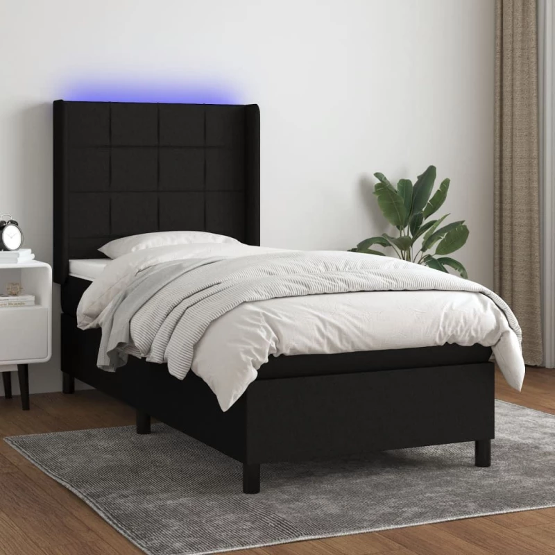 ΚΡΕΒΑΤΙ BOXSPRING ΜΕ ΣΤΡΩΜΑ & LED ΜΑΥΡΟ 90X190 ΕΚ. ΥΦΑΣΜΑΤΙΝΟ 3138279
