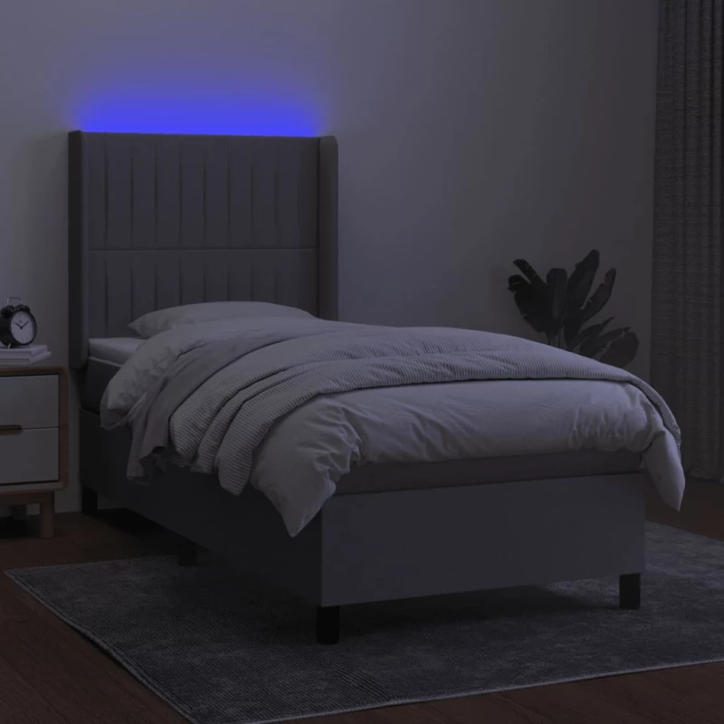 ΚΡΕΒΑΤΙ BOXSPRING ΜΕ ΣΤΡΩΜΑ & LED ΑΝ.ΓΚΡΙ 90X190 ΕΚ. ΥΦΑΣΜΑΤΙΝΟ 3138437