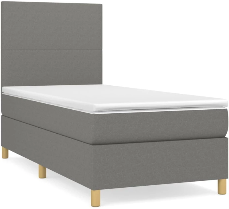 ΚΡΕΒΑΤΙ BOXSPRING ΜΕ ΣΤΡΩΜΑ ΣΚΟΥΡΟ ΓΚΡΙ 90X190 ΕΚ. ΥΦΑΣΜΑΤΙΝΟ 3142138