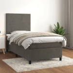 ΚΡΕΒΑΤΙ BOXSPRING ΜΕ ΣΤΡΩΜΑ ΣΚΟΥΡΟ ΓΚΡΙ 90X200 ΕΚ. ΒΕΛΟΥΔΙΝΟ 3142882