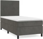 ΚΡΕΒΑΤΙ BOXSPRING ΜΕ ΣΤΡΩΜΑ ΣΚΟΥΡΟ ΓΚΡΙ 90X200 ΕΚ. ΒΕΛΟΥΔΙΝΟ 3142882