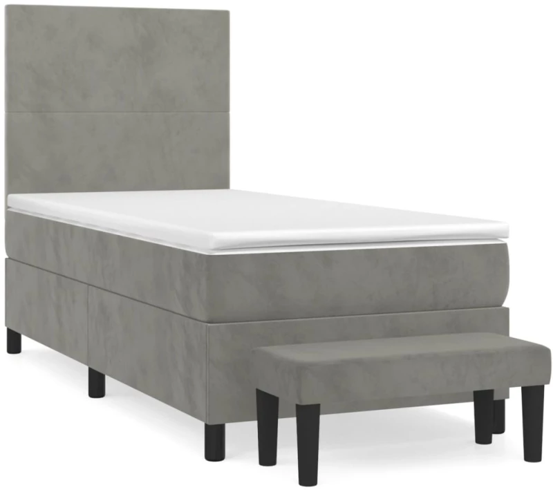 ΚΡΕΒΑΤΙ BOXSPRING ΜΕ ΣΤΡΩΜΑ ΑΝΟΙΧΤΟ ΓΚΡΙ 90X190 ΕΚ. ΒΕΛΟΥΔΙΝΟ 3137695