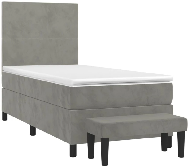 ΚΡΕΒΑΤΙ BOXSPRING ΜΕ ΣΤΡΩΜΑ ΑΝΟΙΧΤΟ ΓΚΡΙ 90X190 ΕΚ. ΒΕΛΟΥΔΙΝΟ 3137695
