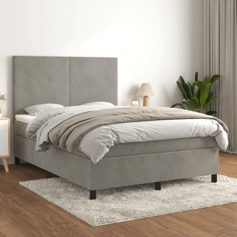 ΚΡΕΒΑΤΙ BOXSPRING ΜΕ ΣΤΡΩΜΑ ΑΝΟΙΧΤΟ ΓΚΡΙ 140X190 ΕΚ. ΒΕΛΟΥΔΙΝΟ 3142899
