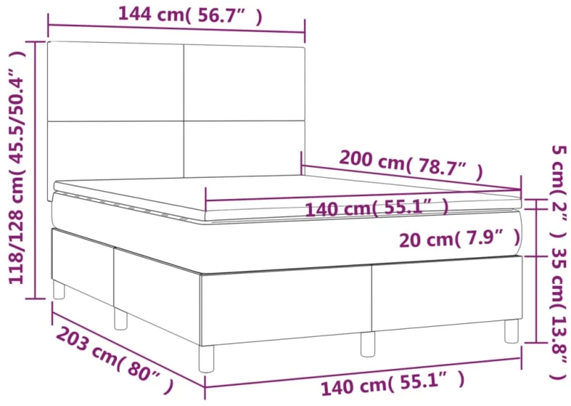 ΚΡΕΒΑΤΙ BOXSPRING ΜΕ ΣΤΡΩΜΑ ΣΚΟΥΡΟ ΓΚΡΙ 140X200 ΕΚ. ΒΕΛΟΥΔΙΝΟ 3142906