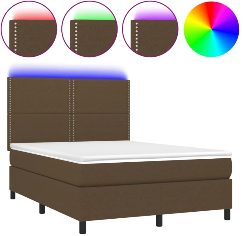 ΚΡΕΒΑΤΙ BOXSPRING ΜΕ ΣΤΡΩΜΑ & LED ΣΚ.ΚΑΦΕ 140X200 ΕΚ ΥΦΑΣΜΑΤΙΝΟ 3134800