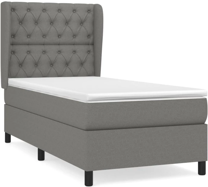 ΚΡΕΒΑΤΙ BOXSPRING ΜΕ ΣΤΡΩΜΑ ΣΚΟΥΡΟ ΓΚΡΙ 80X200 ΕΚ. ΥΦΑΣΜΑΤΙΝΟ 3128158