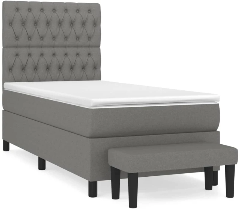 ΚΡΕΒΑΤΙ BOXSPRING ΜΕ ΣΤΡΩΜΑ ΣΚΟΥΡΟ ΓΚΡΙ 90X200 ΕΚ. ΥΦΑΣΜΑΤΙΝΟ 3136806
