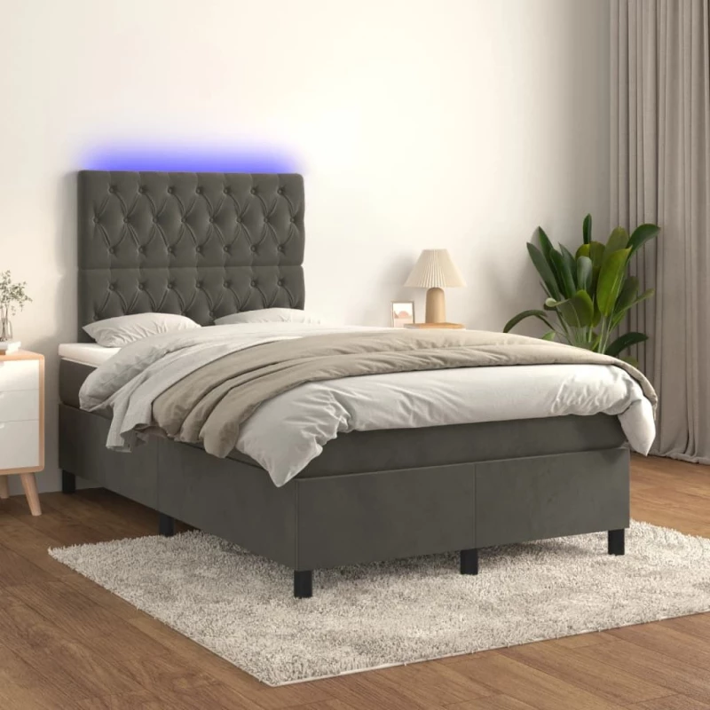 ΚΡΕΒΑΤΙ BOXSPRING ΜΕ ΣΤΡΩΜΑ & LED ΣΚ. ΓΚΡΙ 120X200ΕΚ. ΒΕΛΟΥΔΙΝΟ 3136294