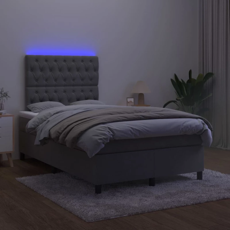 ΚΡΕΒΑΤΙ BOXSPRING ΜΕ ΣΤΡΩΜΑ & LED ΣΚ. ΓΚΡΙ 120X200ΕΚ. ΒΕΛΟΥΔΙΝΟ 3136294