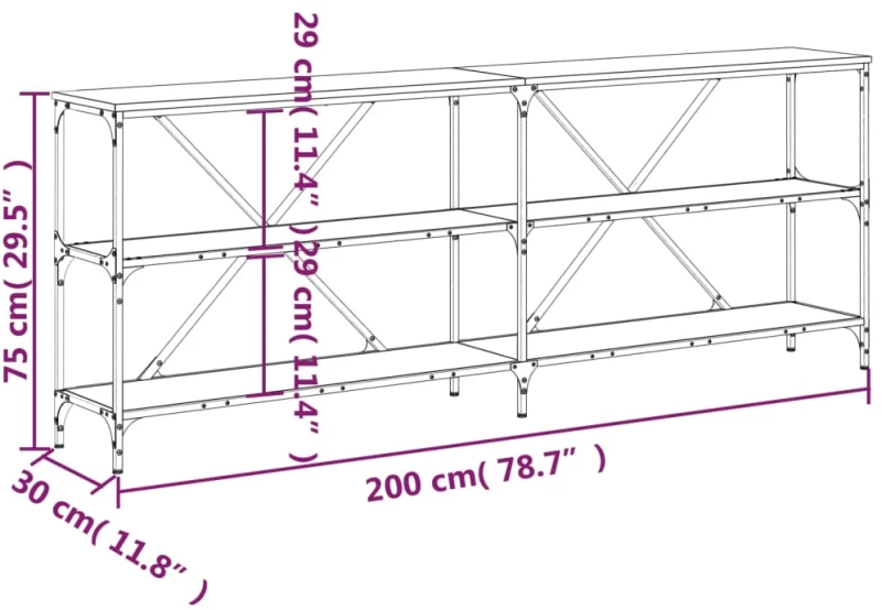ΤΡΑΠΕΖΙ ΚΟΝΣΟΛΑ ΓΚΡΙ SONOMA 200X30X75 ΕΚ. ΕΠΕΞ. ΞΥΛΟ + ΣΙΔΗΡΟΣ 832861