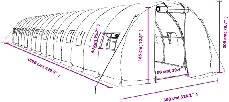 ΘΕΡΜΟΚΗΠΙΟ ΛΕΥΚΟ 48 Μ² 16 X 3 X 2 Μ. ΜΕ ΑΤΣΑΛΙΝΟ ΠΛΑΙΣΙΟ 3188056