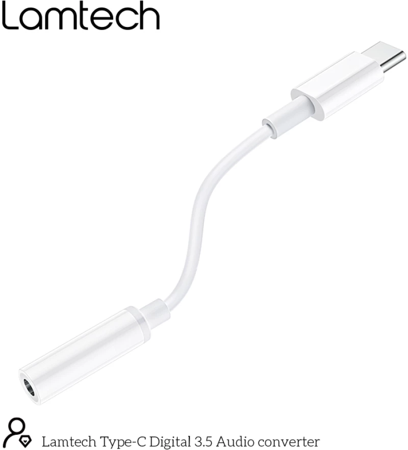 LAMTECH TYPE-C ADAPTER CABLE AUDIO JACK 3,5MM WHITE