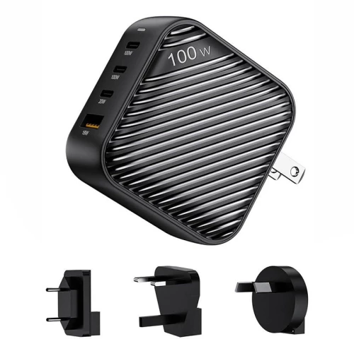 INVZI GanHub 3x USB-C + USB wall charger, 100W, EU/UK/AU/US (black)