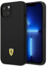 Ferrari Silicone Metal Logo - Case for iPhone 14 (Black)