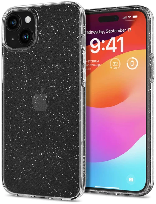 Spigen Liquid Crystal Glitter - Case for iPhone 15 Plus (Transparent)
