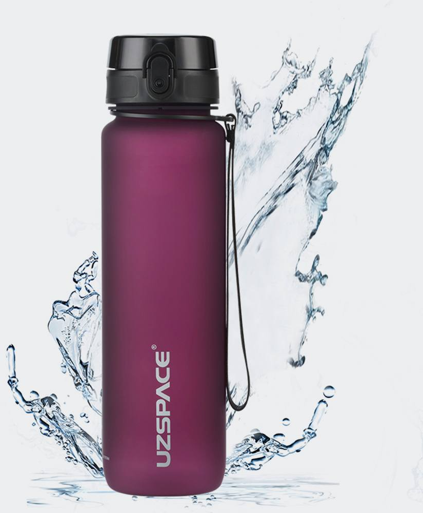 UZSPACE Frosted Hydration Measured Leak Proof Water Bottle 1000ml - 3038-PURPLISH-RED