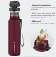 UZSPACE Frosted Hydration Measured Leak Proof Water Bottle 1000ml - 3038-PURPLISH-RED