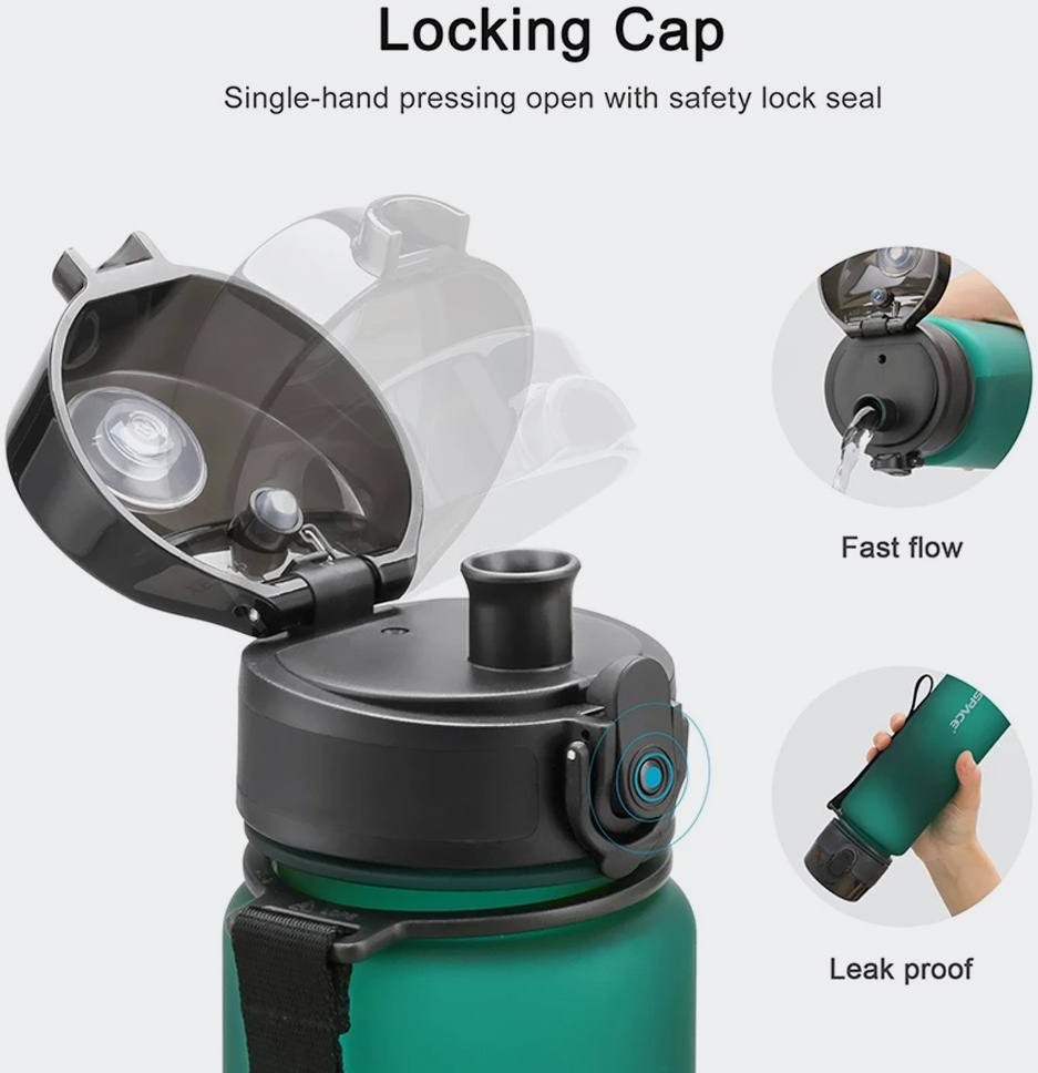 UZSPACE Frosted Hydration Measured Leak Proof Water Bottle 1000ml - 3038-PURPLISH-RED