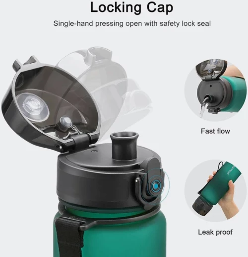 UZSPACE Frosted Hydration Measured Leak Proof Water Bottle 1000ml - 3038-PURPLISH-RED