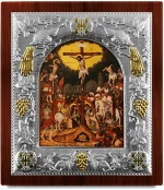 Ασημένια εικόνα ΣΤΑΥΡΩΣΗ-ΑΓΙΟΓΡΑΦΙΑ  19.5x17.5cm