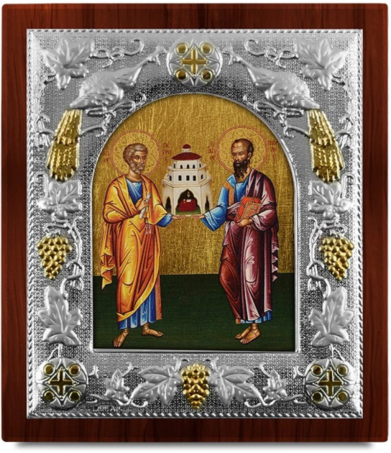 Ασημένια εικόνα ΠΕΤΡΟΣ & ΠΑΥΛΟΣ-ΑΓΙΟΓΡΑΦΙΑ  15x13cm