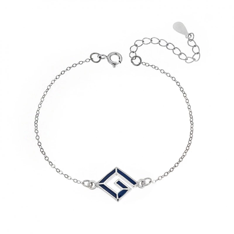 Βραχιόλι Senza Silver 925, μαίανδρος με μπλε σμάλτο SSR2810SR