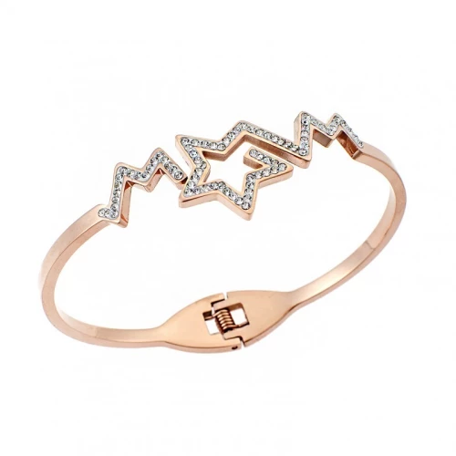 Βραχιόλι SENZA Χειροπέδα Με Αστέρι Rose Gold Plated Stainless Steel SSD4570RG