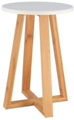 Σκαμπώ ξύλινο λευκό bamboo 30x43