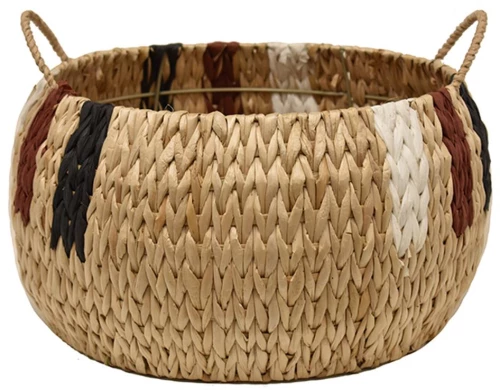 Καλάθι ψάθινο μπουλ stripes 35X23