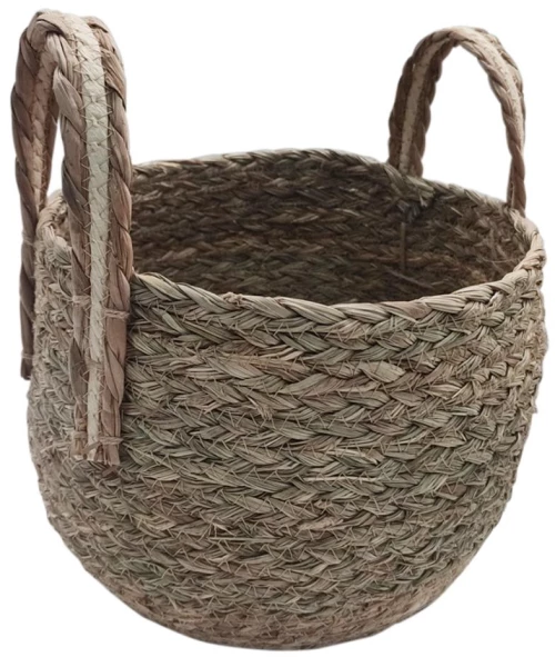 Καλάθι ψάθινο 2χρρωμο καφέ  29x21/28