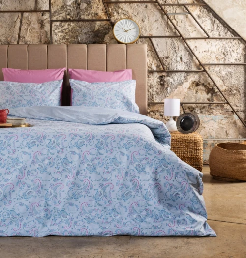 Σεντόνια Σετ "Luna" Lily Blue - Υπέρδιπλο λάστιχο (1x235x265, 175x200+30 +2 μαξ. 50×70)